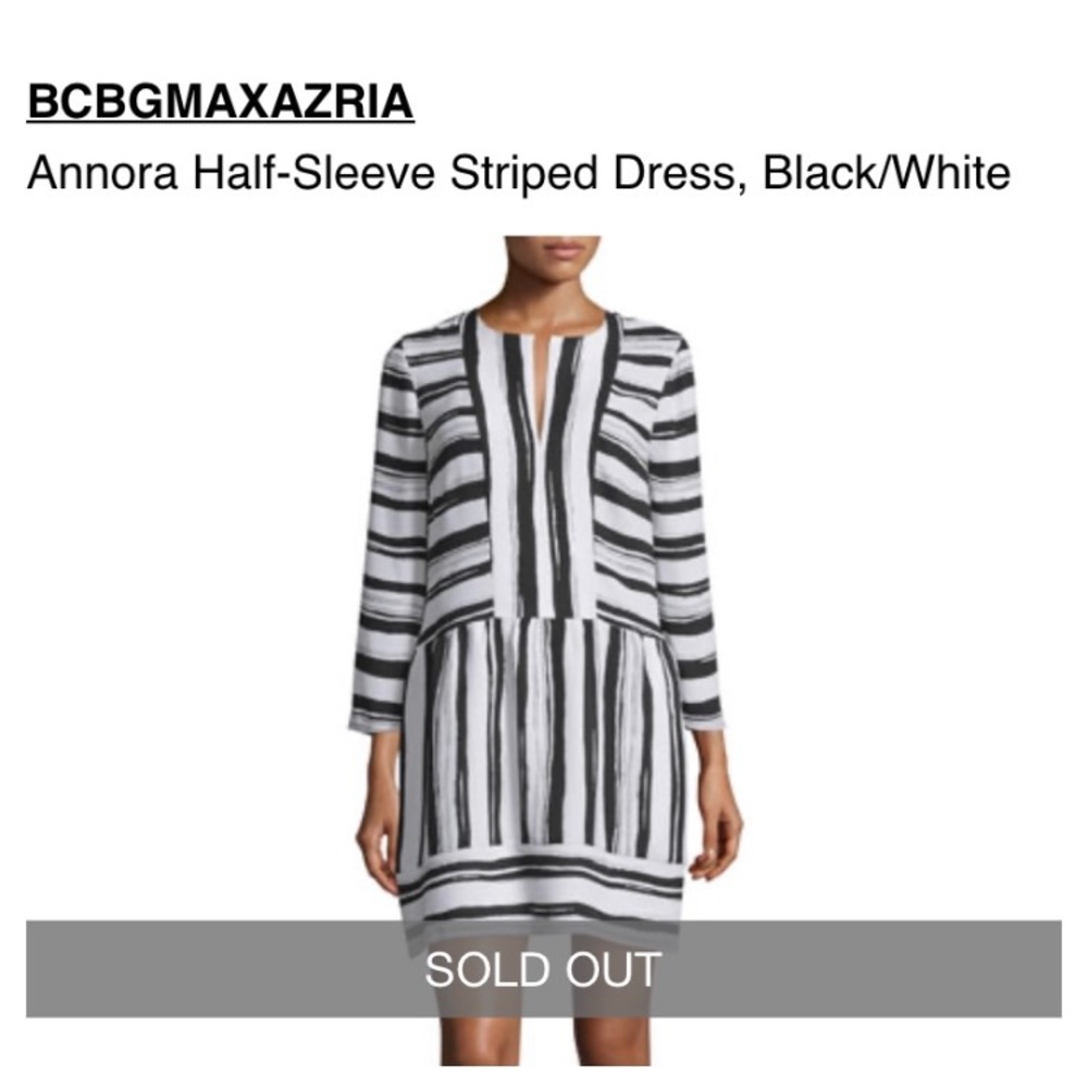 BCBG Annora Half-Sleeve Striped Dress SZ XS